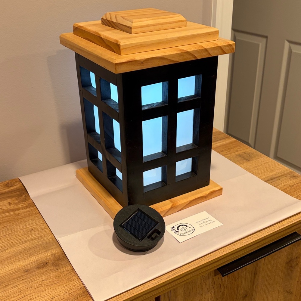 Handmade Interior/Exterior Natural Solid Wood Black & Tan Lantern